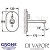 Grohe Eurosmart Cosmopolitan E Infra-Red Basin Mixer Temperature Limiter Dimensions